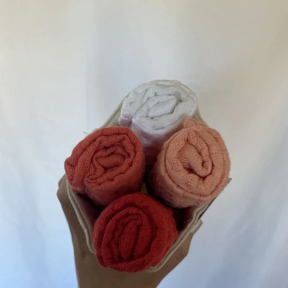Mainstays five piece dishcloth set orange white beige coral red colors household